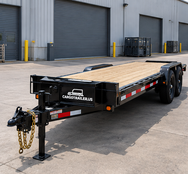 Cargotrailer 6′ x 12′ Flatbed Trailer – Tandem Axle, Heavy-Duty Frame, D-Ring Tie-Downs