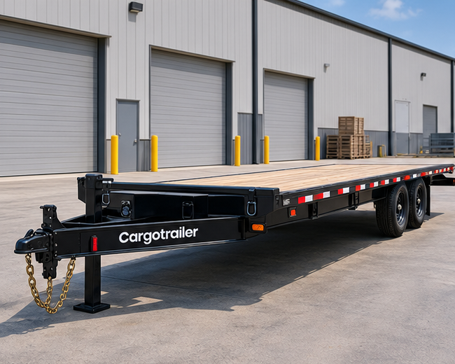 img12_1-1.png Cargotrailer 7′ x 18′ Flatbed Trailer – Tandem Axle, Deckover, Wood Deck - Image 1