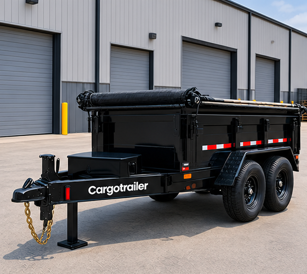 img16_1-1.png Cargotrailer 6′ x 10′ Tipper Trailer – Tandem Axle, Hydraulic Dump, Tarp Kit - Image 1