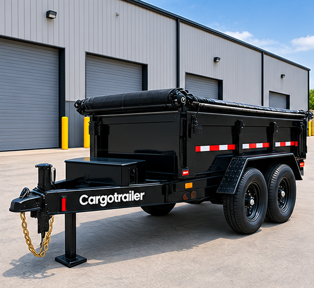img19_1-1.png Cargotrailer 7′ x 16′ Tipper Trailer – Tandem Axle, Hydraulic Dump, Tarp Kit - Image 1