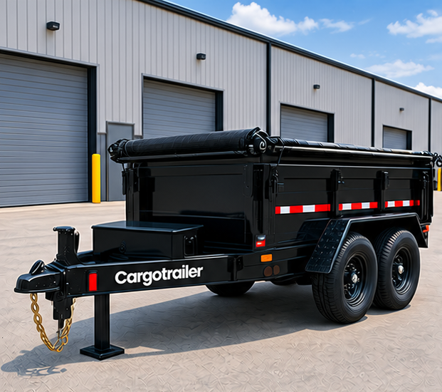 img20_1-1.png Cargotrailer 8′ x 20′ Tipper Trailer – Tandem Axle, Hydraulic Dump, Tarp Kit - Image 1