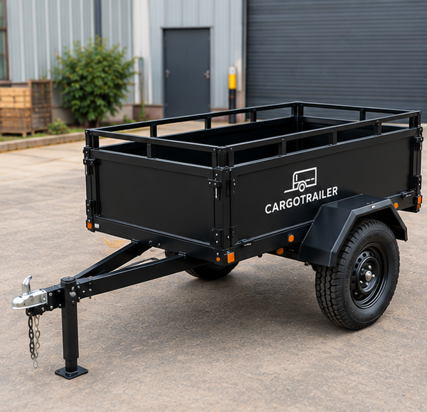 Cargotrailer 6′ x 10′ Motorbike Trailer – Single Axle, Steel Box Body, Top Rail
