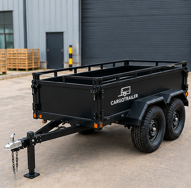img43_1-1.png Cargotrailer 5′ x 8′ Quad Trailer – Tandem Axle, All-Terrain Tires, Steel Box Body - Image 1