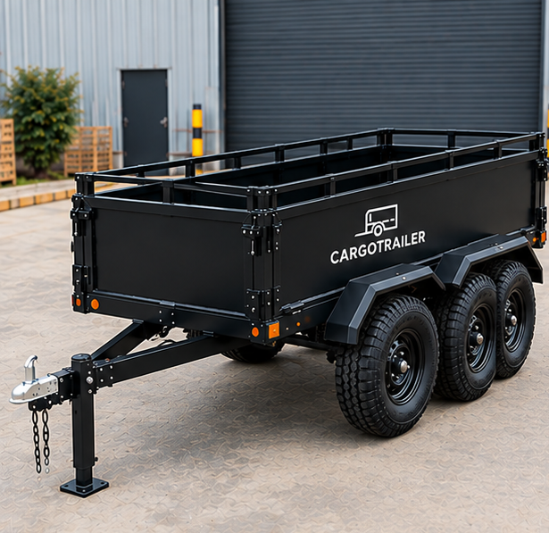 Cargotrailer 7′ x 14′ Quad Trailer – Triple Axle, All-Terrain Tires, Steel Box Body
