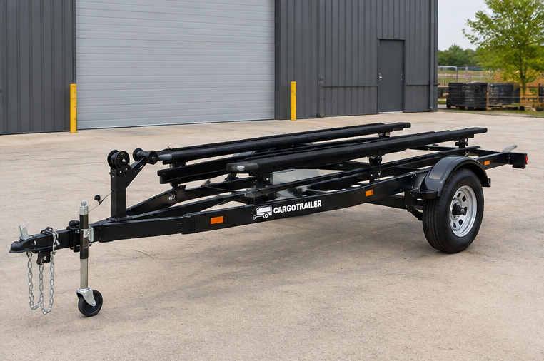 img51_1-1.png Cargotrailer 12 ft x 14 ft Jet Ski Trailer – Single Axle, Carpeted Bunks, Winch Stand - Image 1
