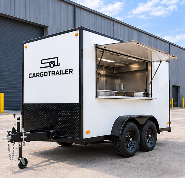 Cargotrailer 6′ x 10′ Catering Trailer – Tandem Axle, Stainless Kitchen, Serving Window